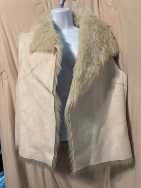 Jennifer Lopez Faux Fur Faux Suede Vest Large
